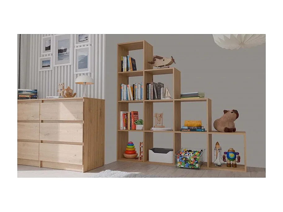 Großer Würfelregal mit 16 Fächern in Eiche Dekor