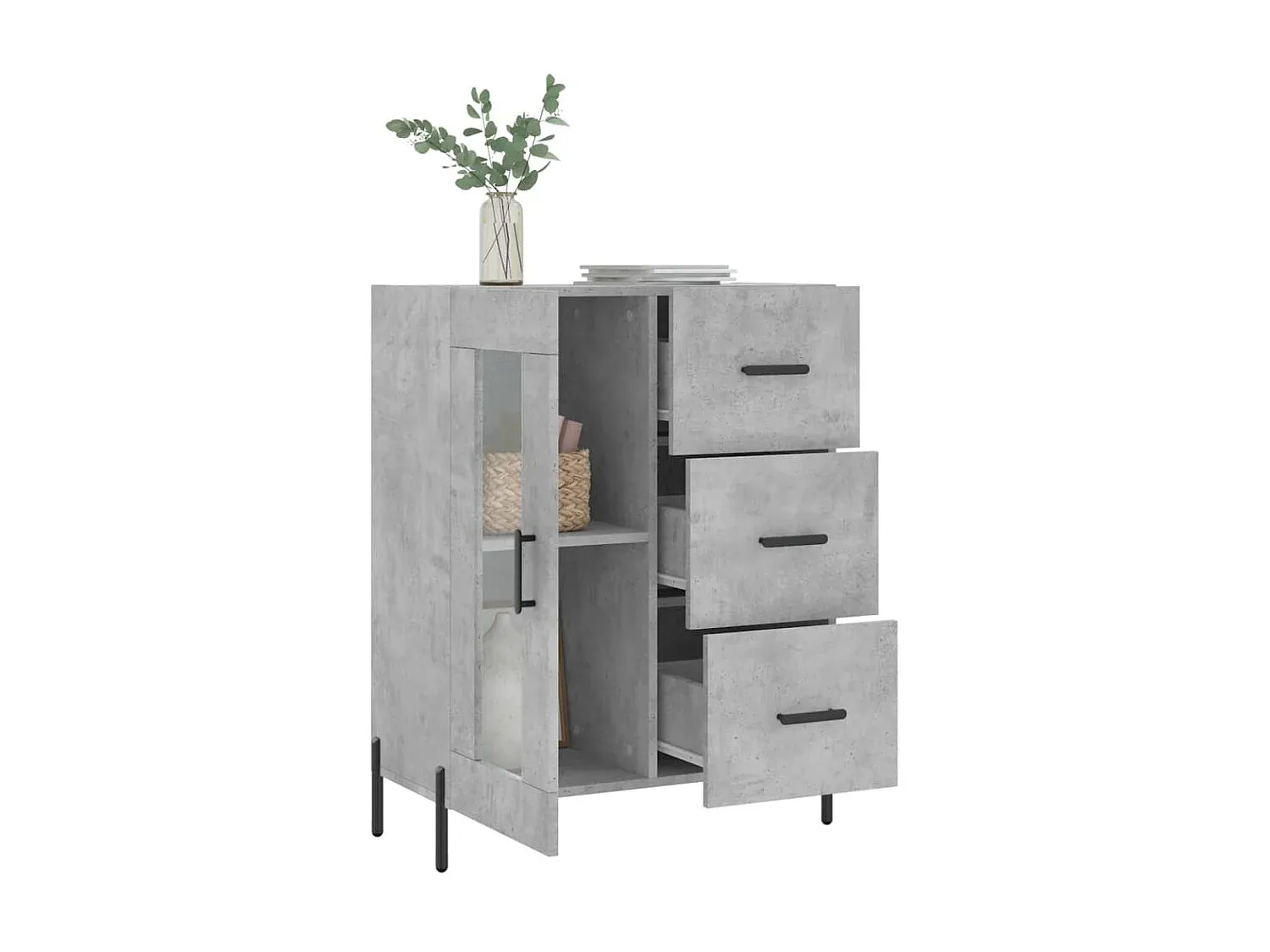 Modernes Sideboard in Betongrau, 70x35x90 cm