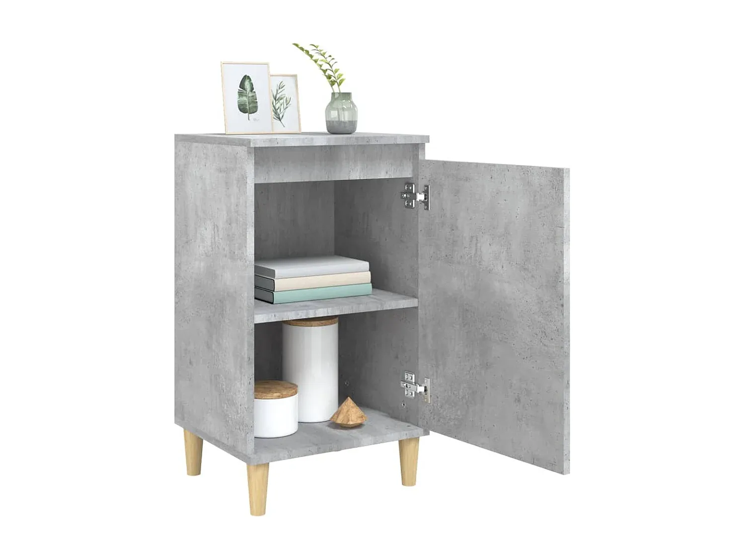 Moderne Nachttische in Betongrau aus Holzwerkstoff, 2er-Set