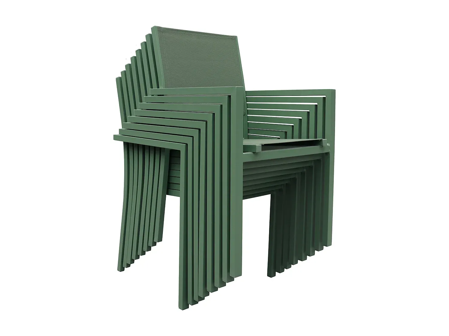 6-teilige Aluminiumstühle in Salbeigrün mit Textilene