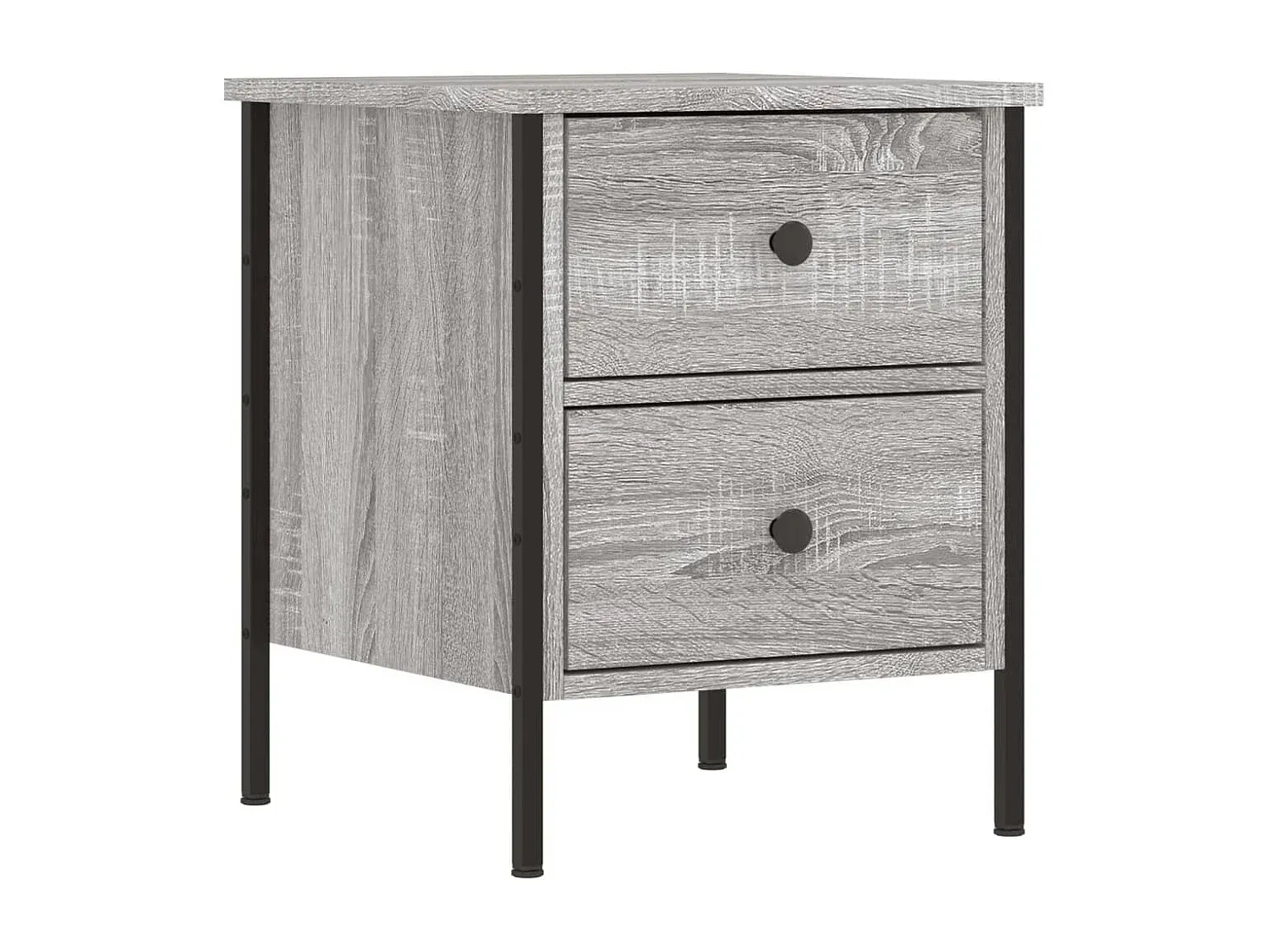 Moderner Nachttisch im Sonoma-Eichenholz-Look, 2er Set, Grau, 40x42x50 cm