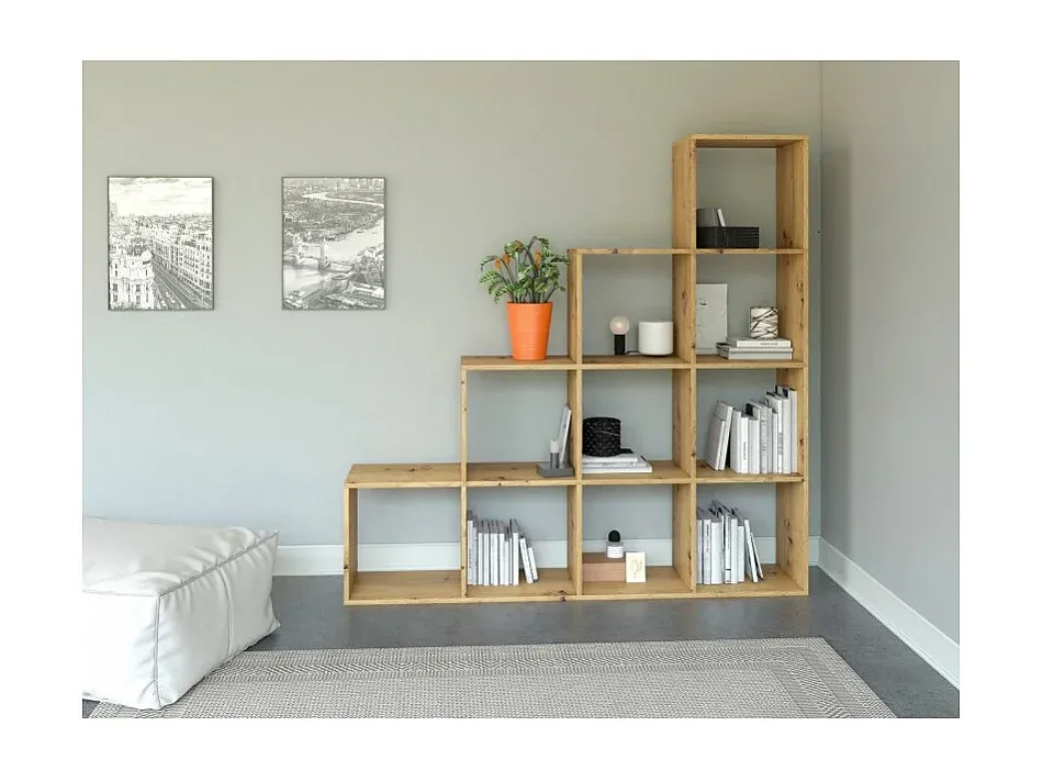 Großer Würfelregal mit 16 Fächern in Eiche Dekor