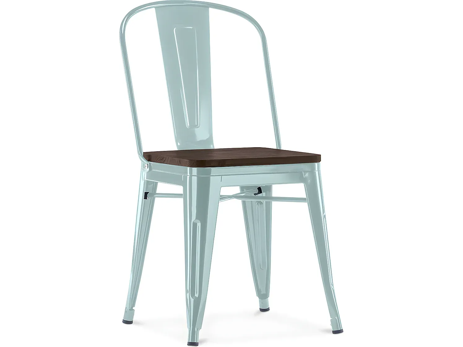 Moderner Esszimmerstuhl aus Holz und Stahl im Industriedesign