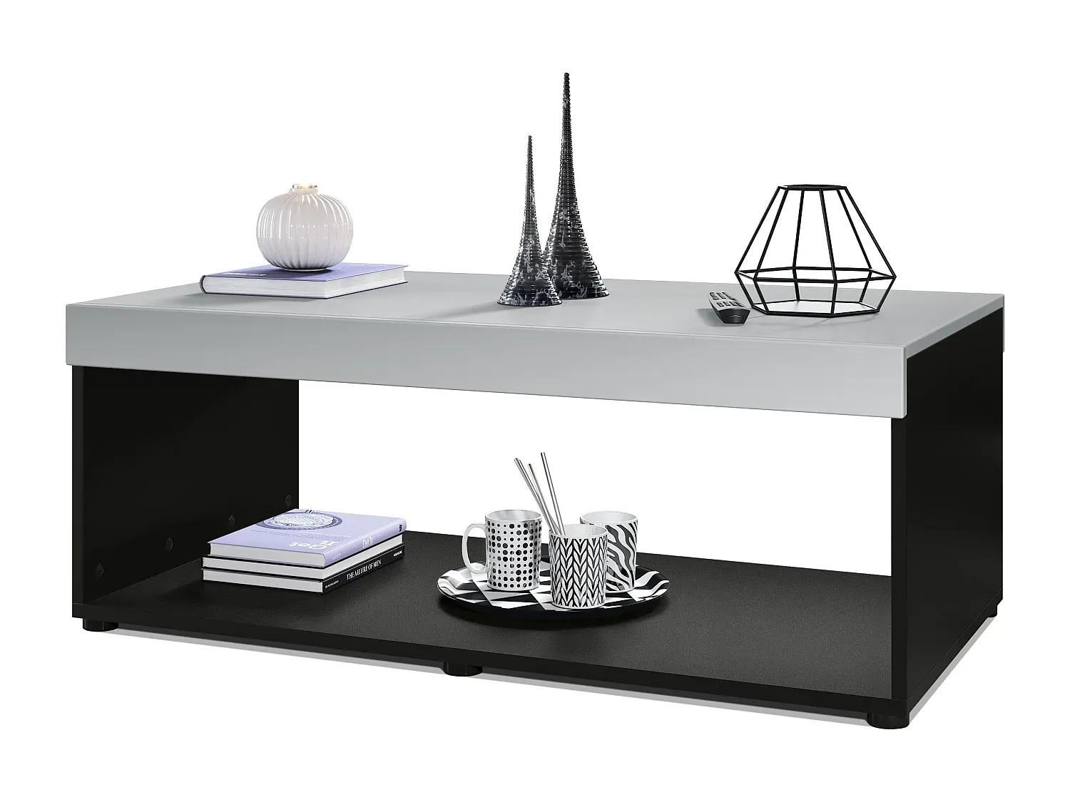 Eleganter Couchtisch in Grau Hochglanz