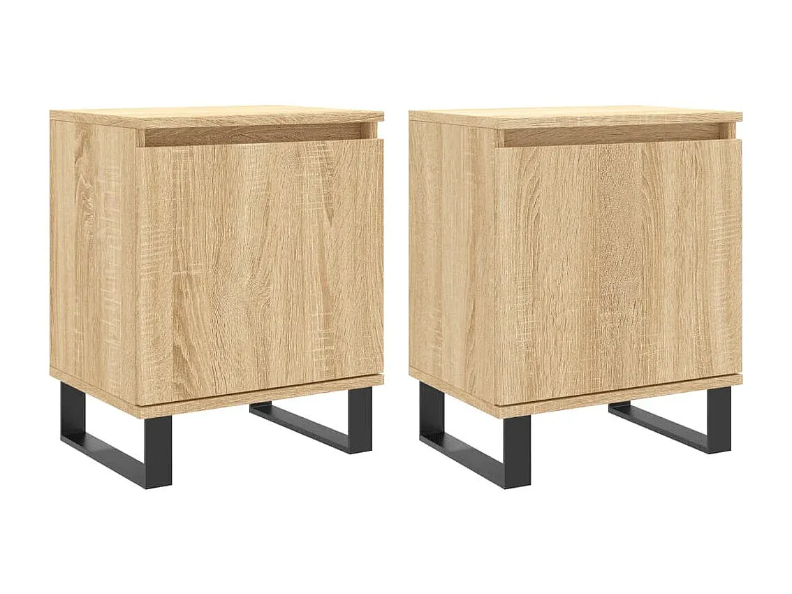 Moderner Nachttisch im 2er Set, Grau Sonoma, 40x30x50 cm