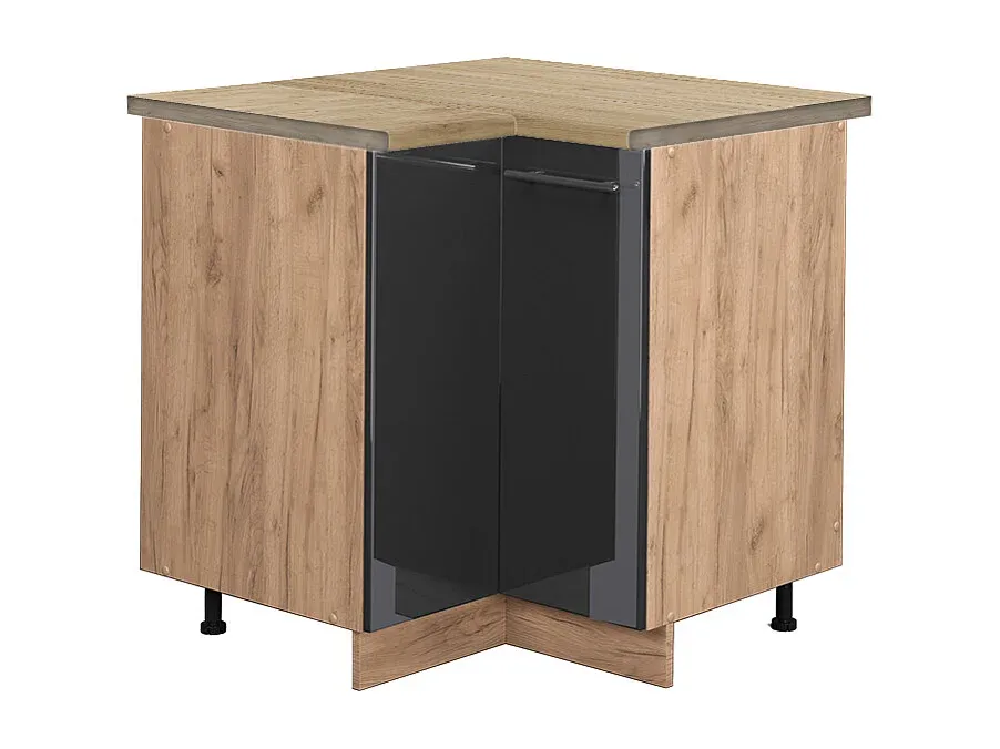 Anthrazit-Goldene Kücheneckunterschrank 80.5x60x82