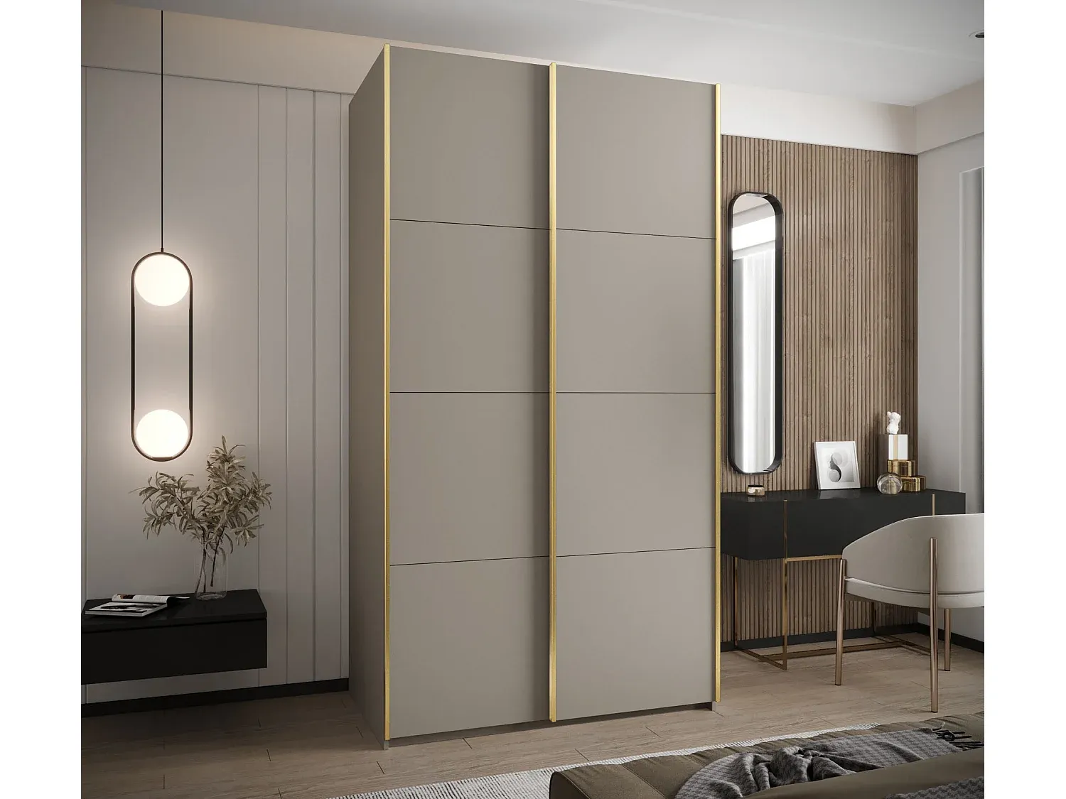 Moderner Kleiderschrank mit Schiebetüren, 140 cm