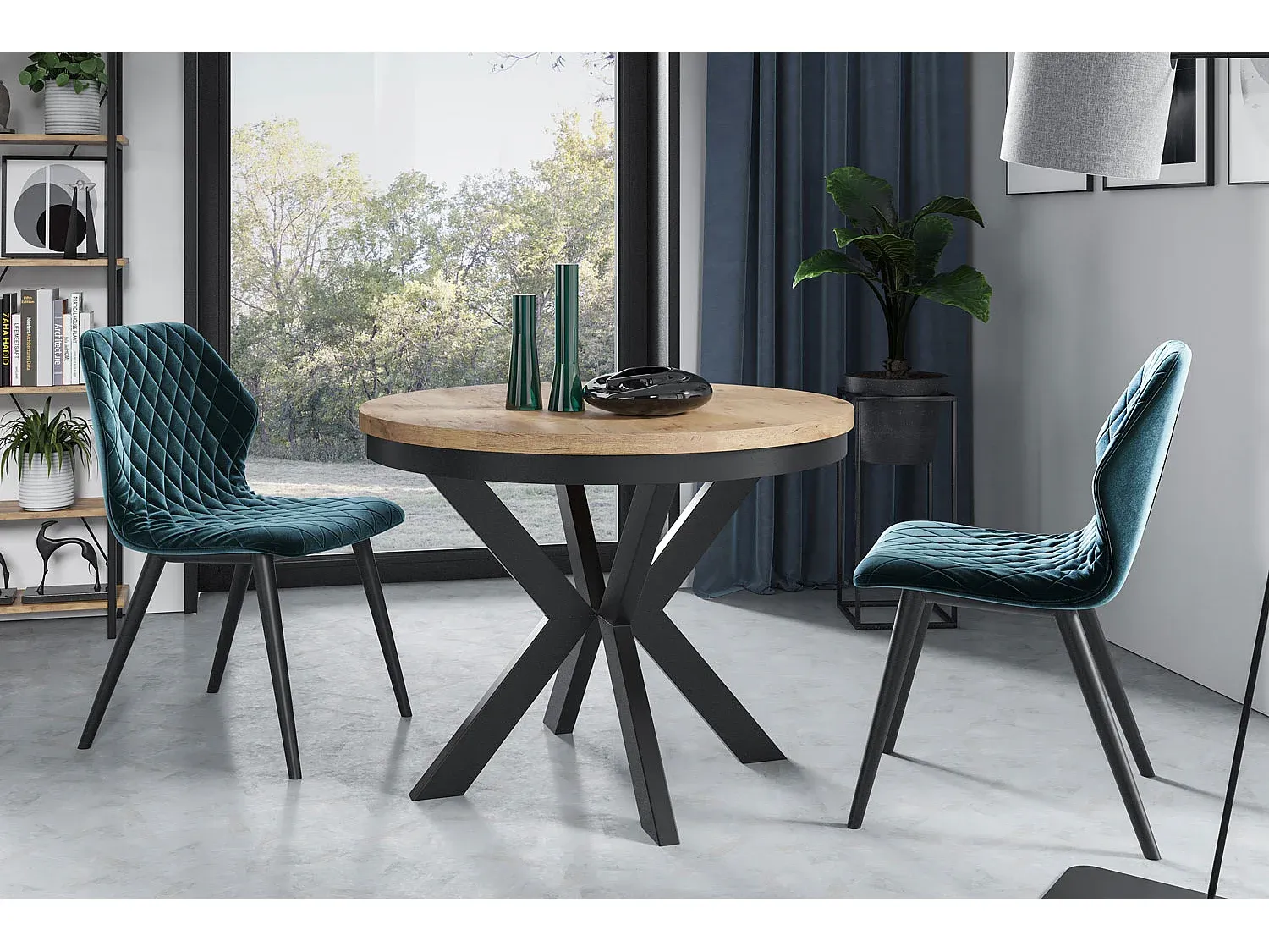 Ausziehbarer Esstisch mit Marmor-Optik und Graphit-Design, 90-166 cm