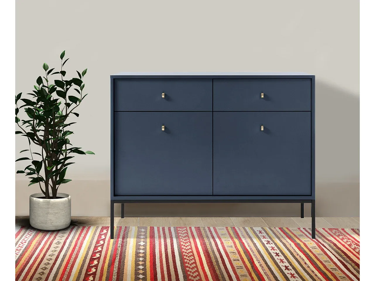 Moderne Kommode in Marineblau und Schwarz