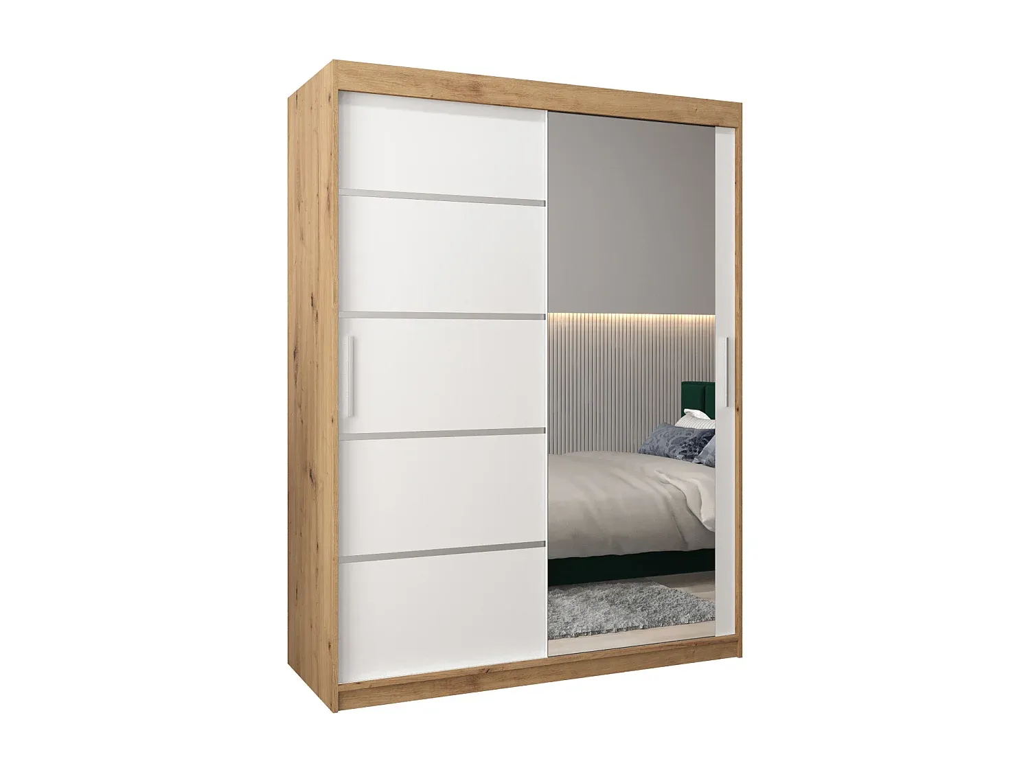 Moderner Schwebetürenschrank mit Zweifarbdesign