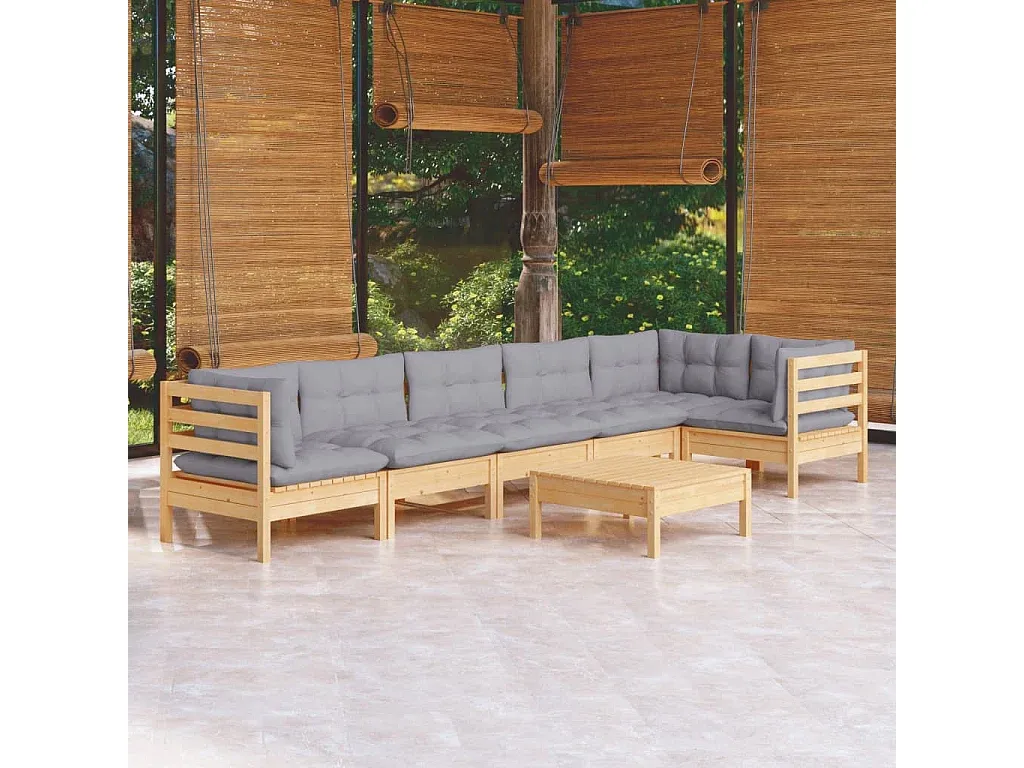 Gartenmöbel Lounge-Set mit Kissen aus Holz