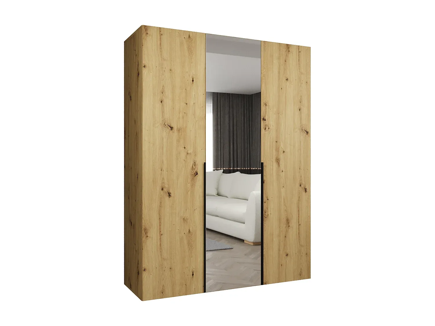 Moderner 3-türiger Kleiderschrank mit Spiegeltüren