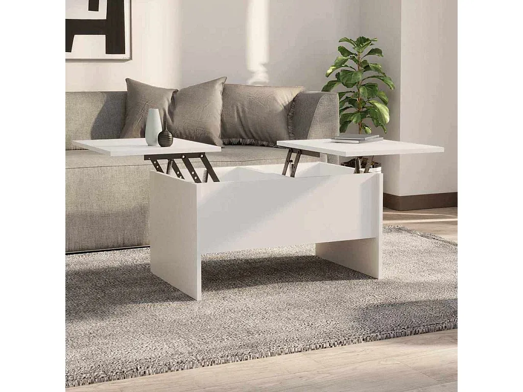 Moderner Weißer Couchtisch aus Holzwerkstoff 80x50x42,5 cm