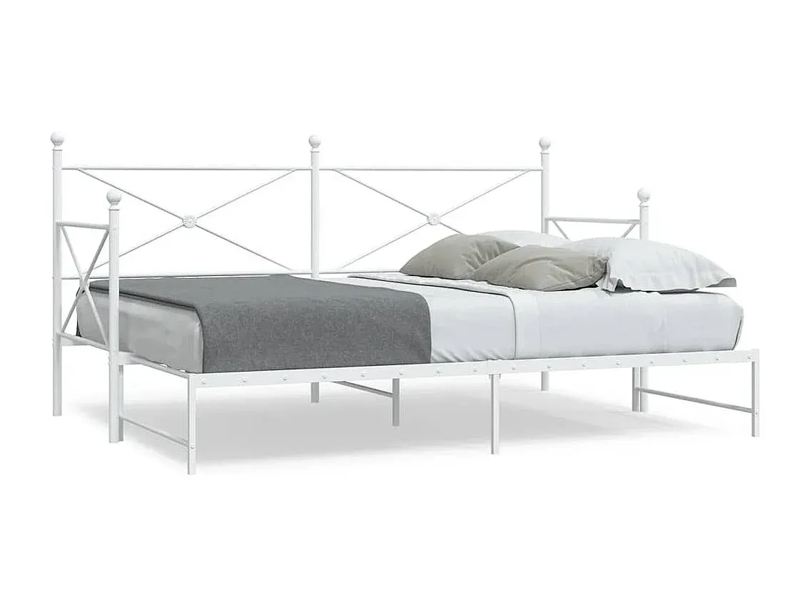 Ausziehbares Tagesbett aus Stahl, Weiß, 90x200 cm, ohne Matratze