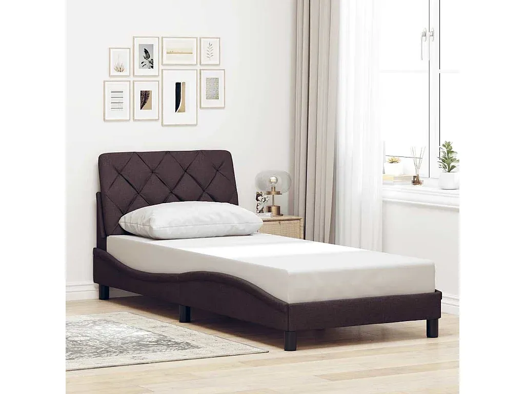 Elegantes Stoff-Bettgestell in Dunkelbraun 90x200 cm