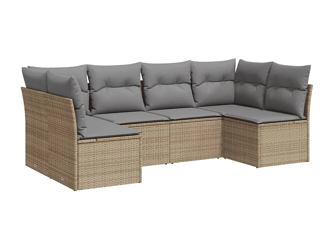Moderne 6-teilige Garten-Sofagarnitur mit Kissen, Beige
