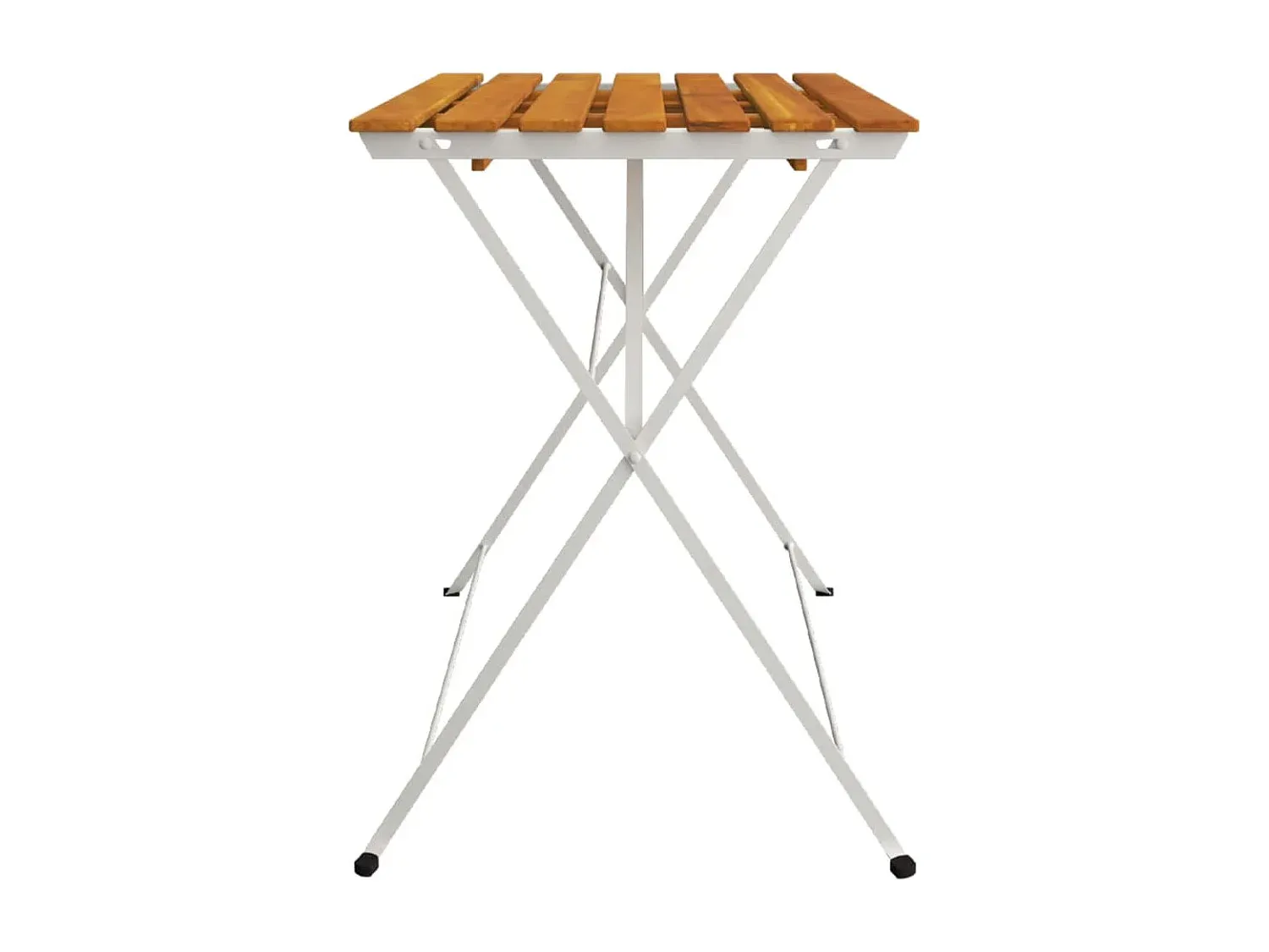 Kompakter Klapptisch aus Akazienholz und Stahl