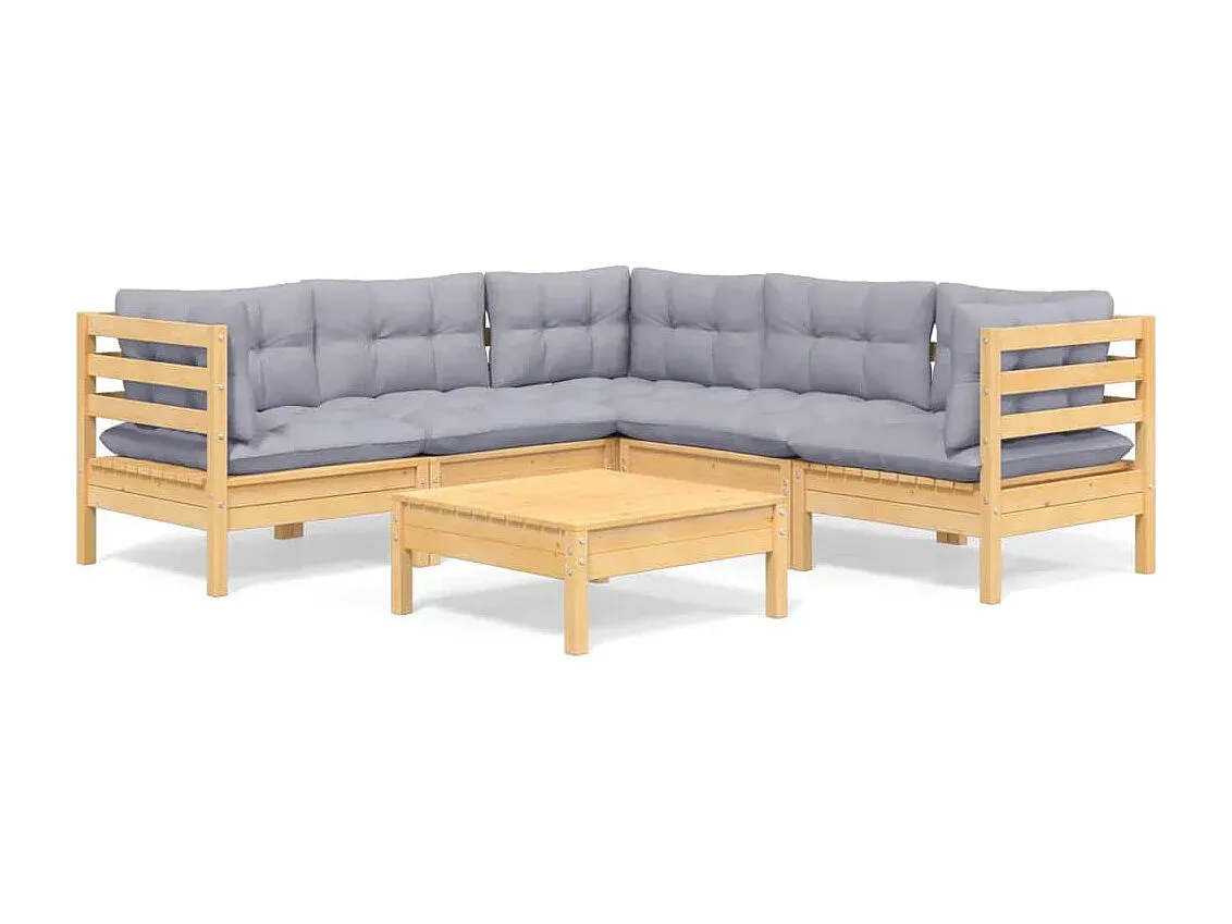 Gartenmöbel-Set aus Kiefernholz mit Kissen