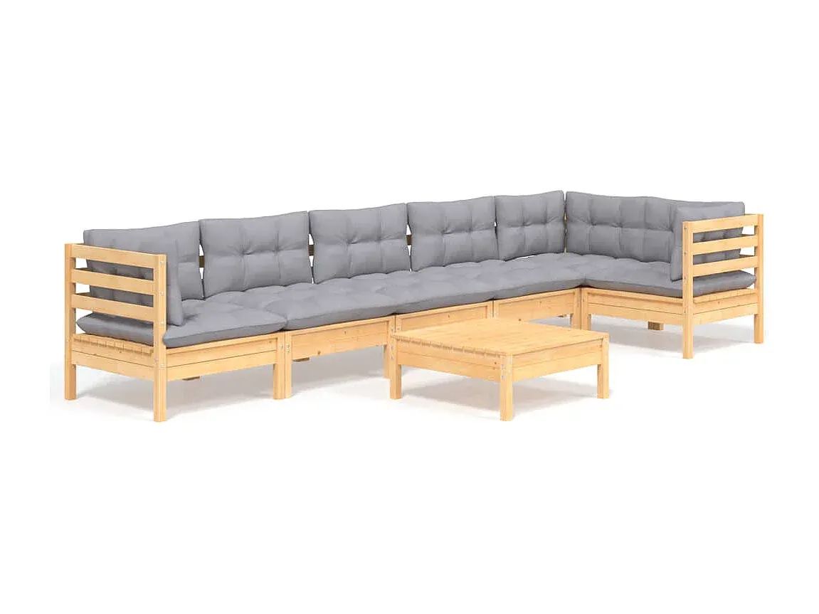 Gartenmöbel Lounge-Set mit Kissen aus Holz