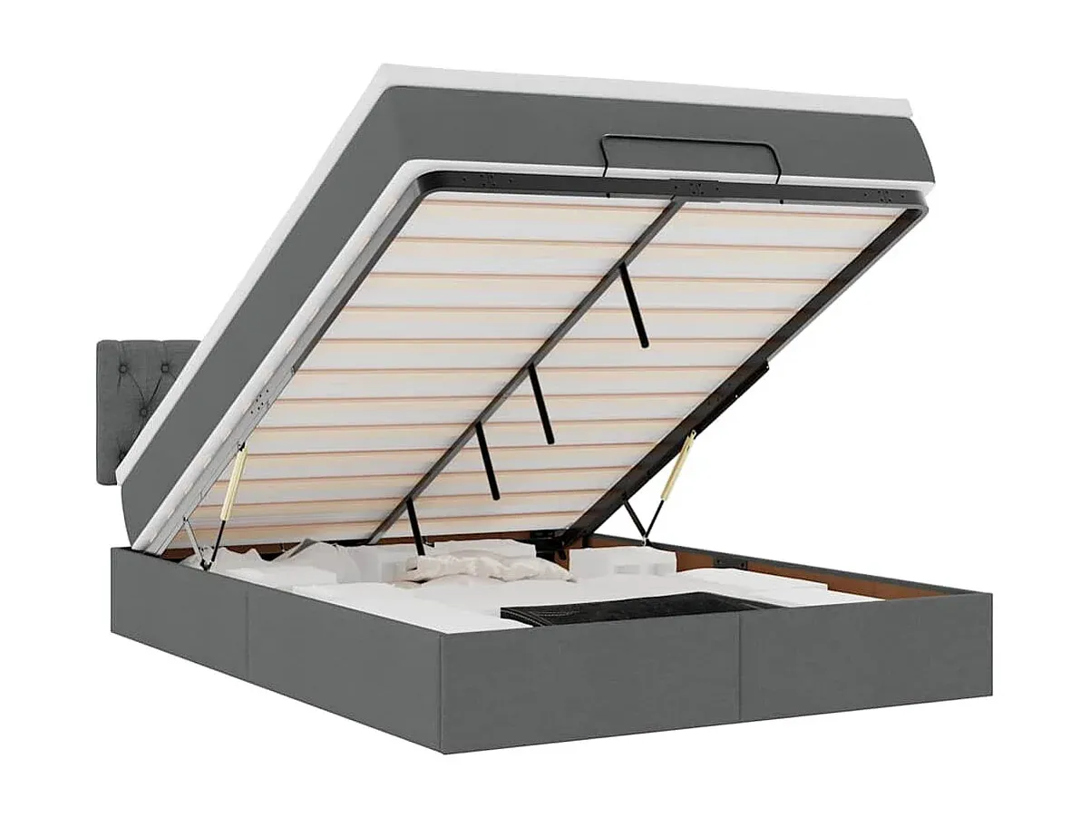 Komfortables Stoffbett mit Stauraum 140x190 cm Dunkelgrau