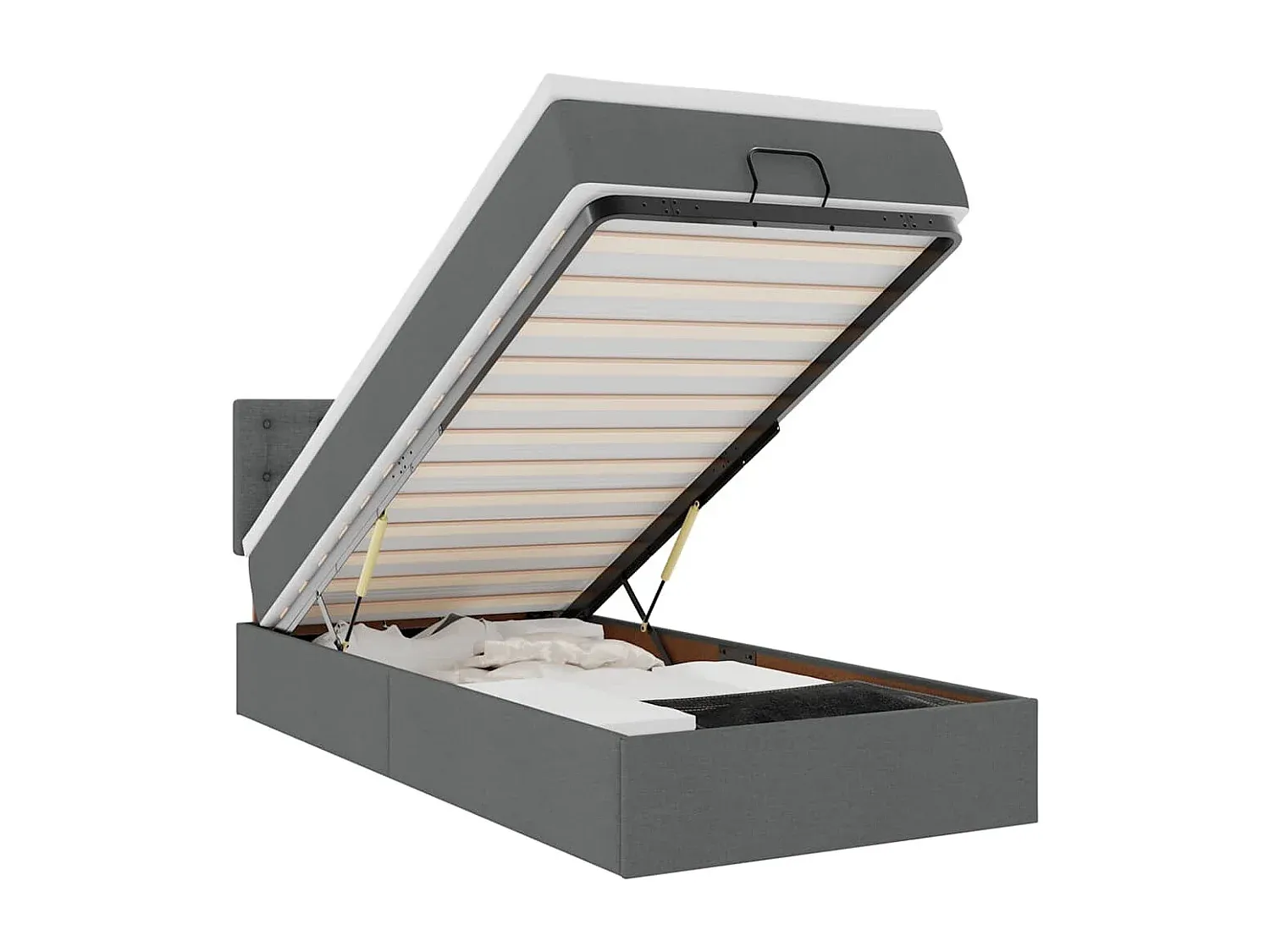 Moderne Polsterbett mit LEDs und Stauraum, 90x200 cm, Dunkelgrau