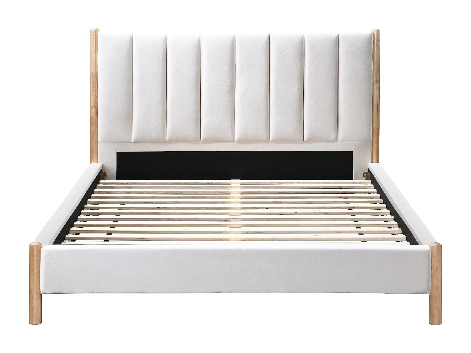 Komfortables Bett 160 x 200 cm mit Kopfteil in Samt Elfenbeinfarben