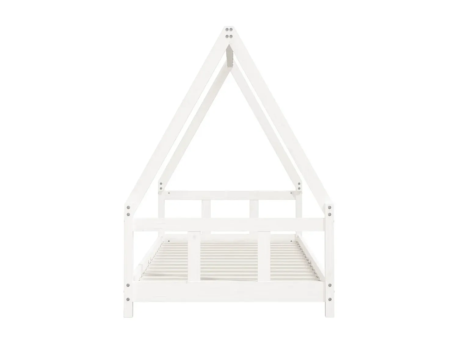 Massivholz Kinderbett in Weiß, 90x200 cm