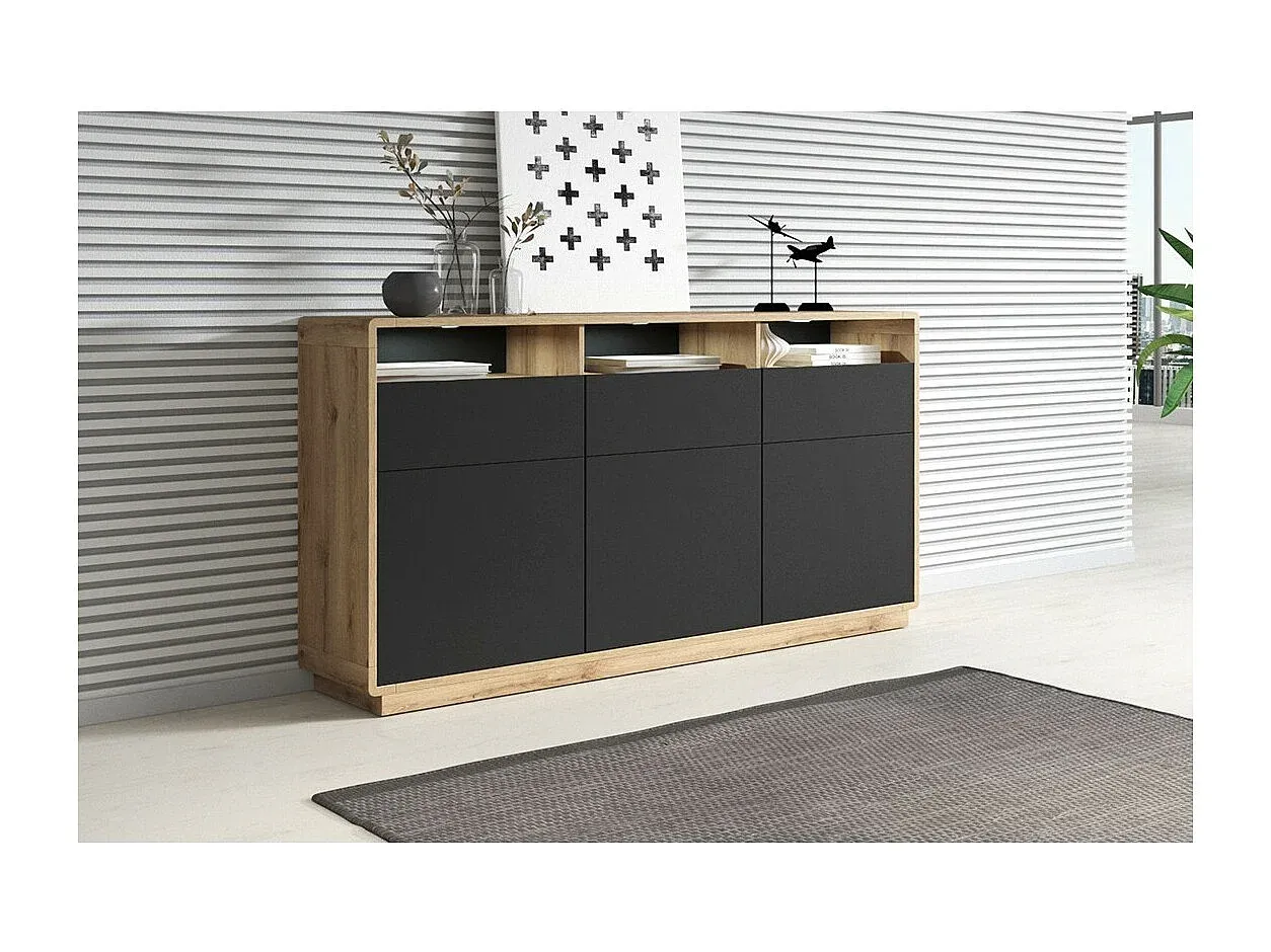 Elegantes Sideboard in Eiche mit LED-Beleuchtung, 180cm
