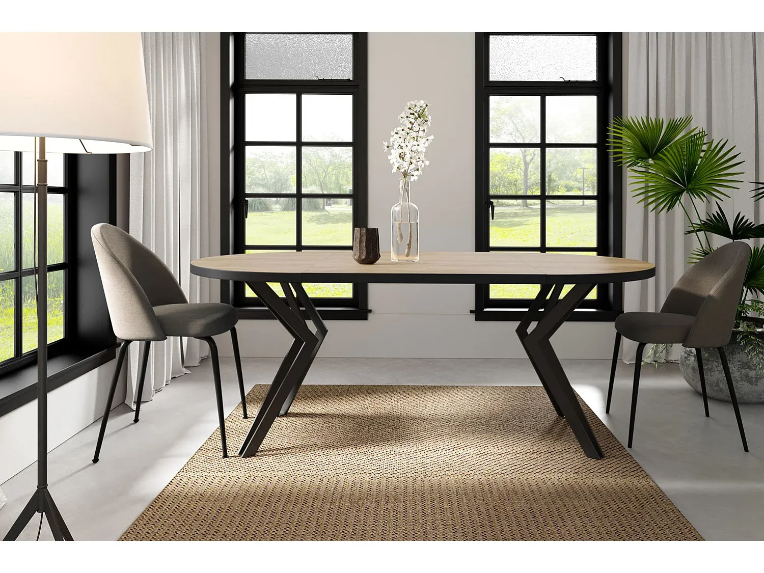 Moderner Ausziehbarer Esstisch in Chromix Weiß