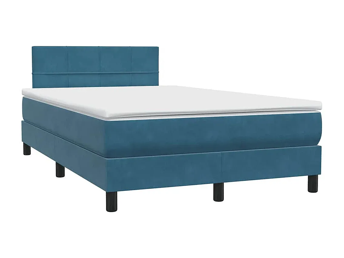Komfortables Boxspringbett Dunkelblau 120x210 cm Samt