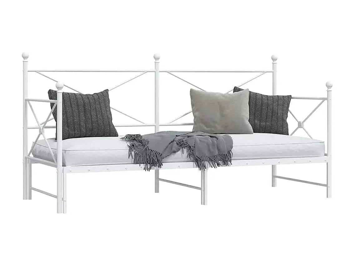 Ausziehbares Tagesbett aus Stahl, Weiß, 90x200 cm, ohne Matratze