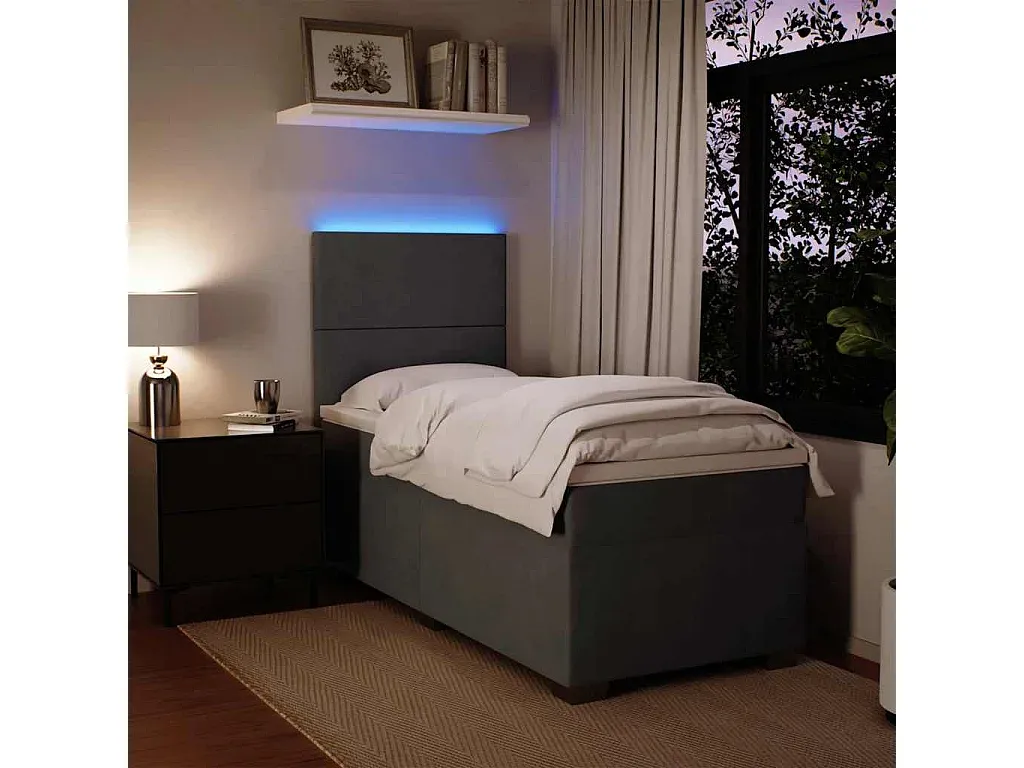 Komfortables Samt-Polsterbett in Dunkelgrau, 80x200 cm