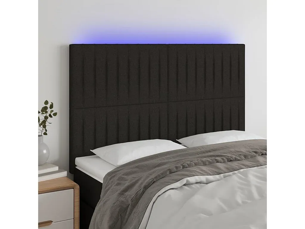Schwarzes Kopfteil mit LED-Beleuchtung, Stoff, verstellbar