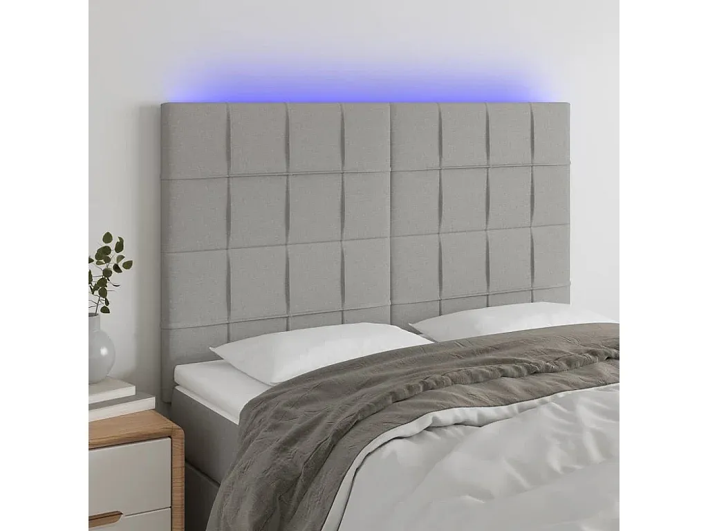 Stoff Kopfteil in Hellgrau, verstellbar 144x5x118/128 cm