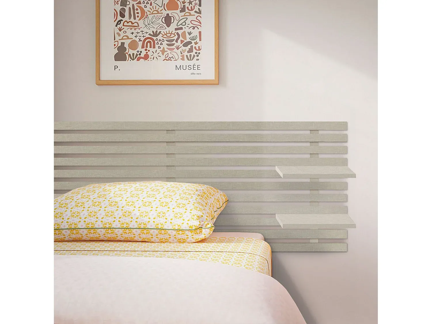 Kopfteil mit Regalen im nordischen Vintage-Stil