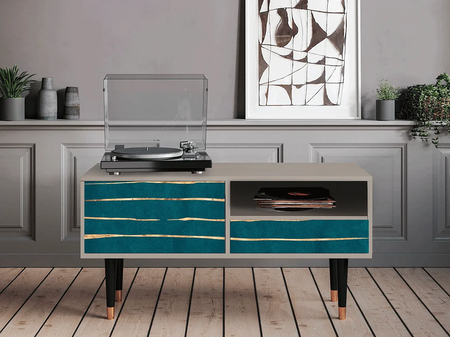 Moderner TV-Schrank - Kompakte Größe - Sandfarben