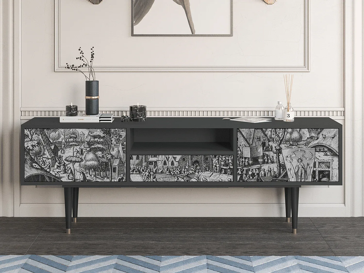 Moderne TV-Möbel mit Stauraum, Anthrazit