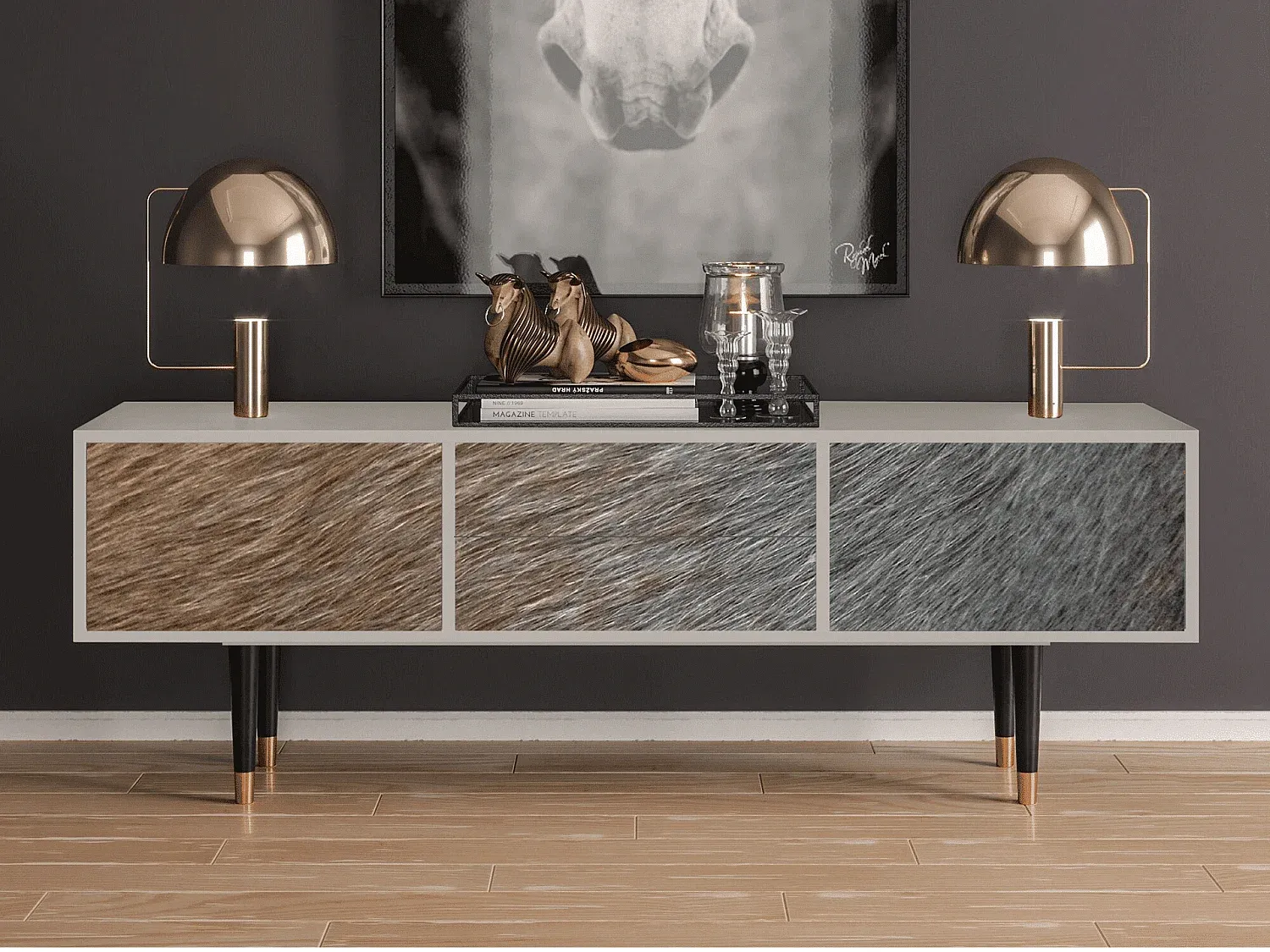 Moderner TV-Schrank mit Ablagefläche, 170x59x48 cm, Eichenoptik