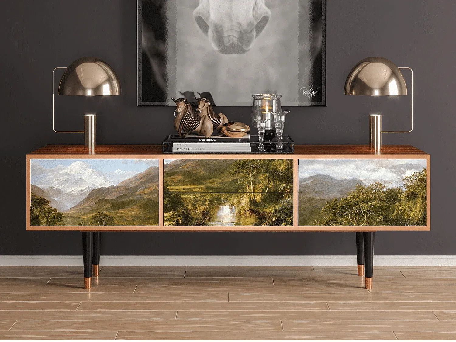 Moderner Fernsehschrank aus Walnuss - 170x59x48 cm