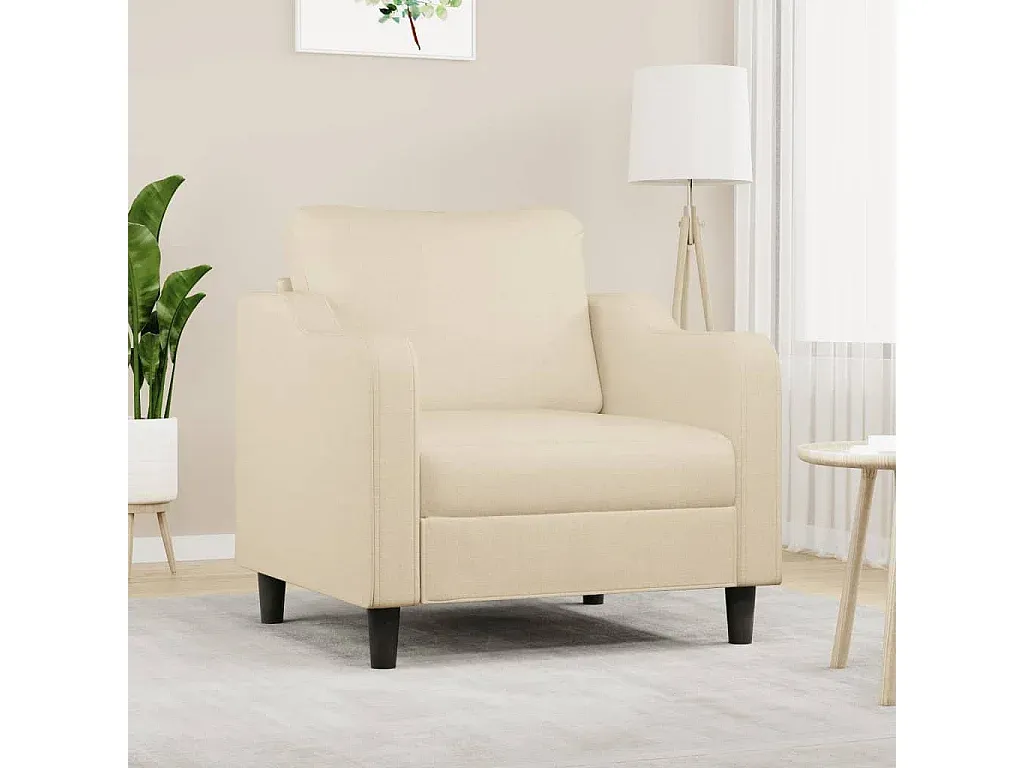 Bequemer Stoffsessel in Creme, 60 cm