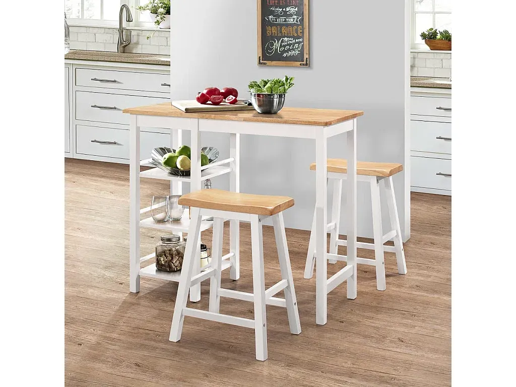 Modernes 3-teiliges Bartisch-Set in Weiß