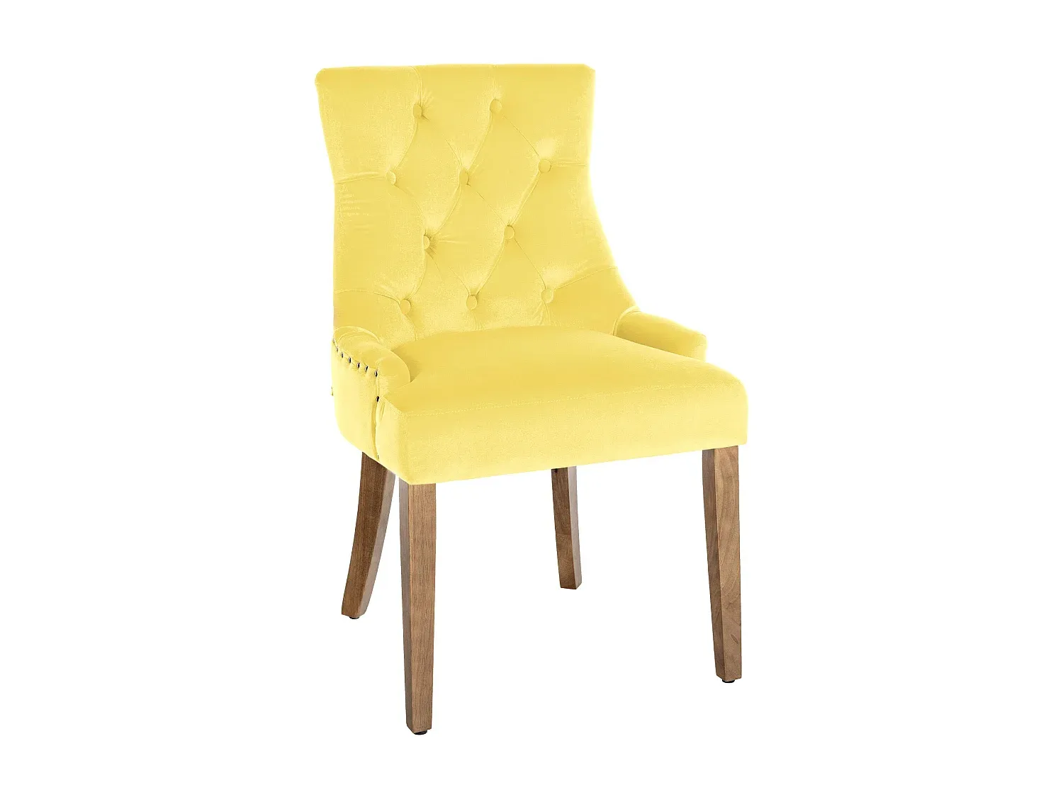 Moderne Esszimmerstühle aus Samt und Holz in Gelb