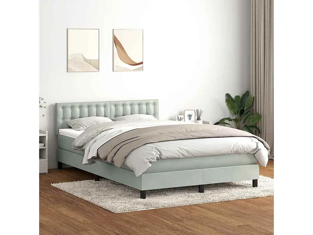 Komfortables Boxspringbett mit Matratze in Samt Hellgrau 160x220 cm