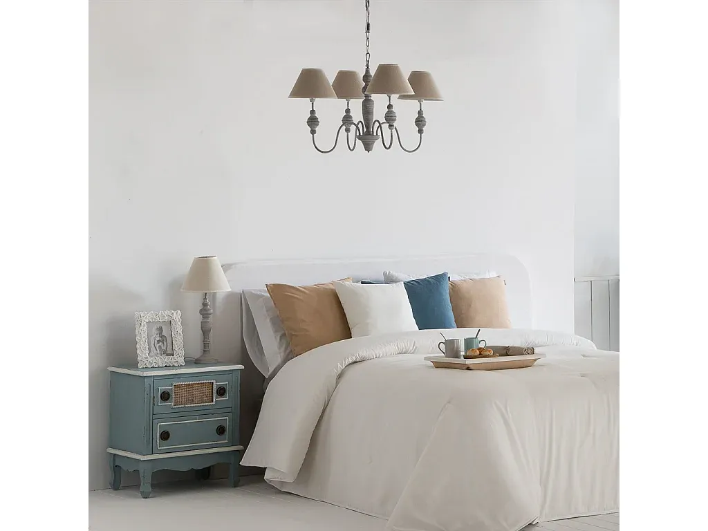 Holznachttisch in Blau mit Schubladen