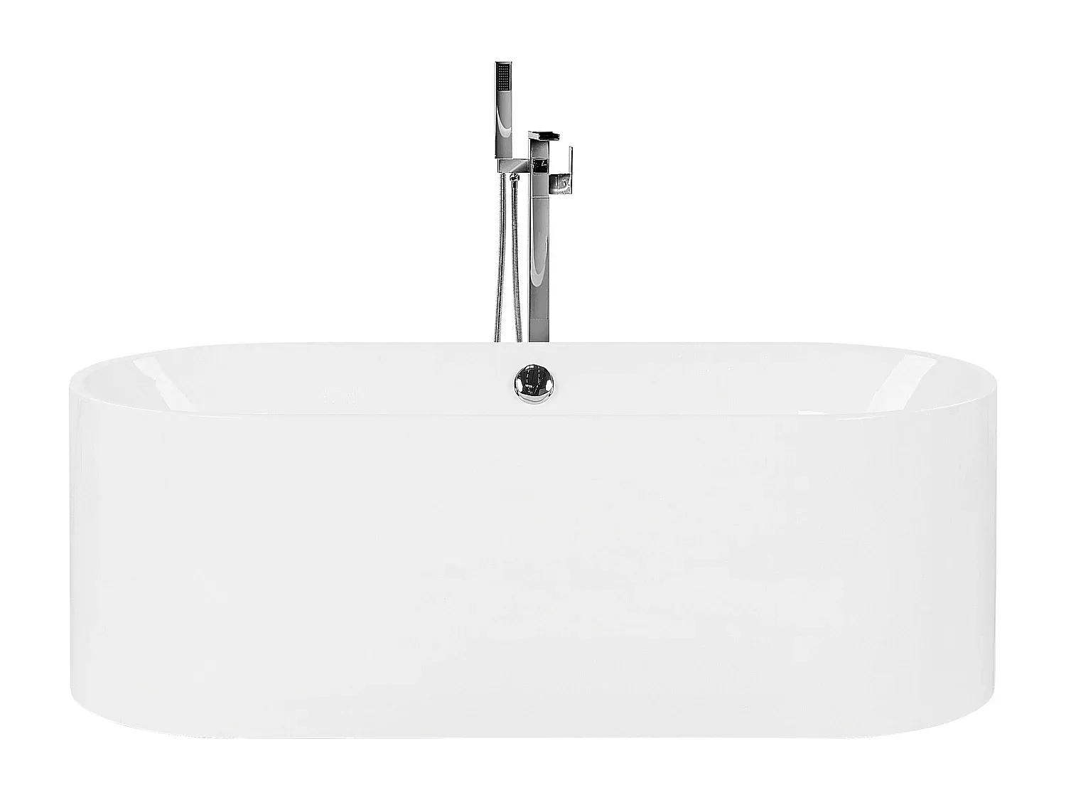 Freistehende ovale Badewanne 170 x 75 cm in Weiß