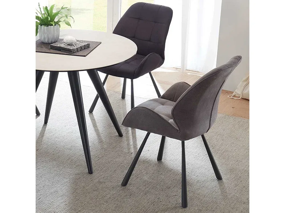 Moderne hellgraue Microfaser-Stühle im 2er-Set