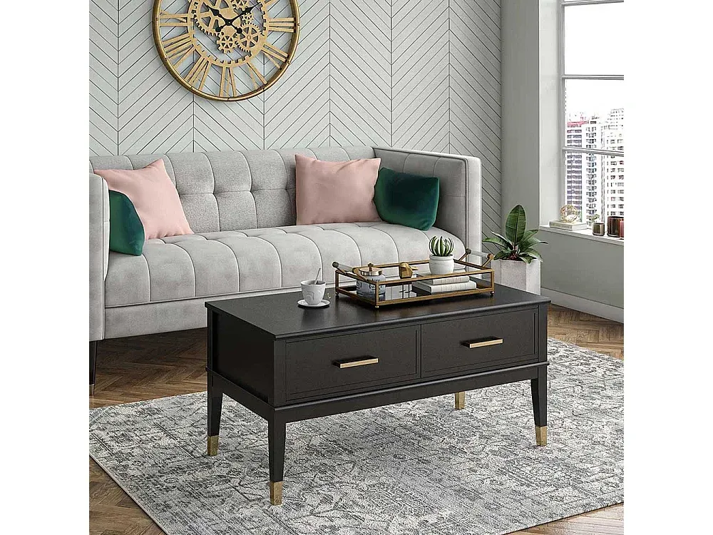 Höhenverstellbarer Holztisch mit Metallakzenten