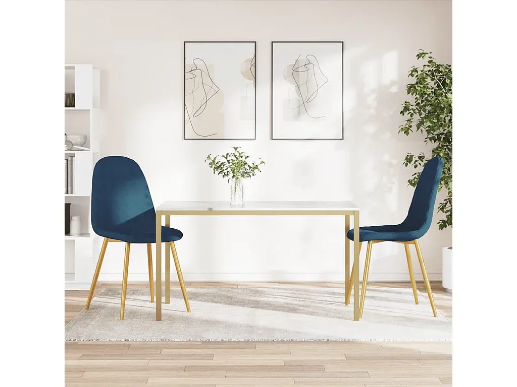 Moderne Samtstühle in Blau, 2er-Set