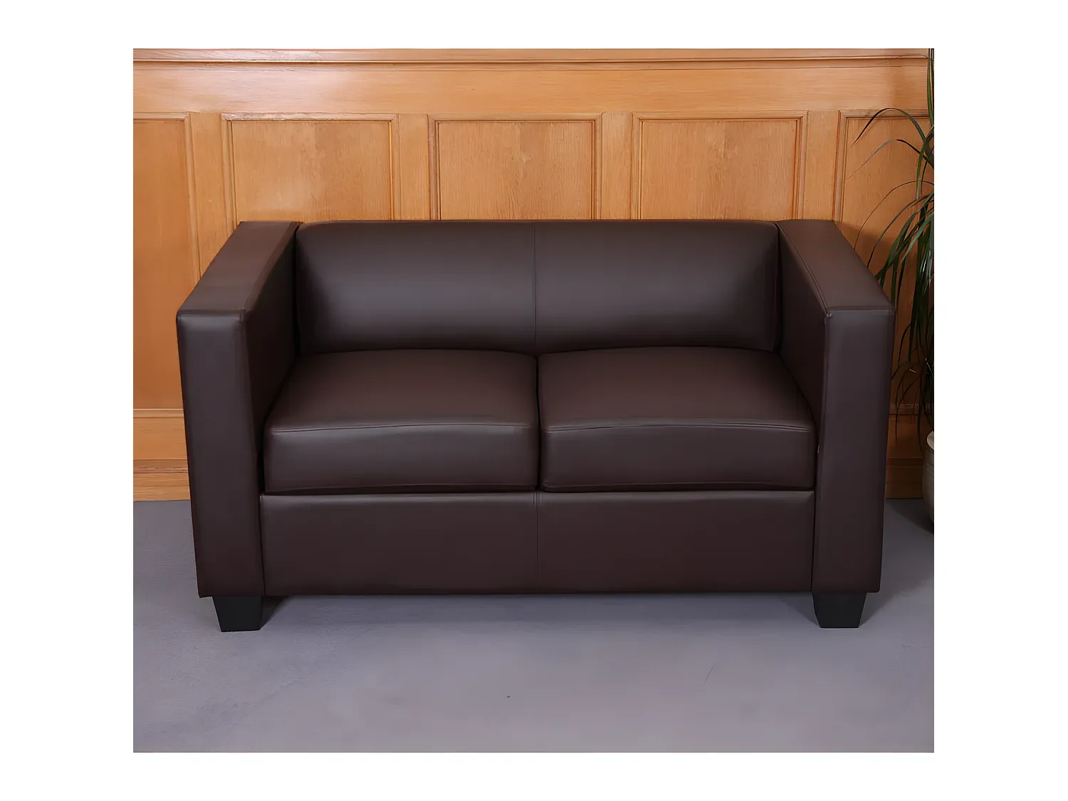 Zweisitzer-Sofa aus Kunstleder in Kaffeebraun