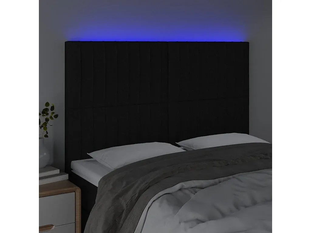Schwarzes Kopfteil mit LED-Beleuchtung, Stoff, verstellbar